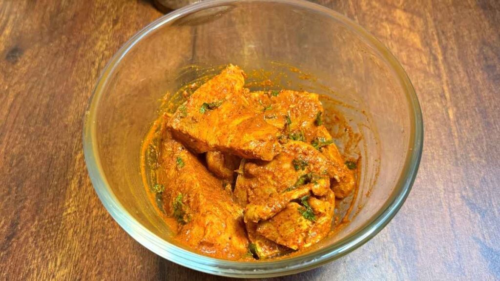 marination of fish tikka masala 