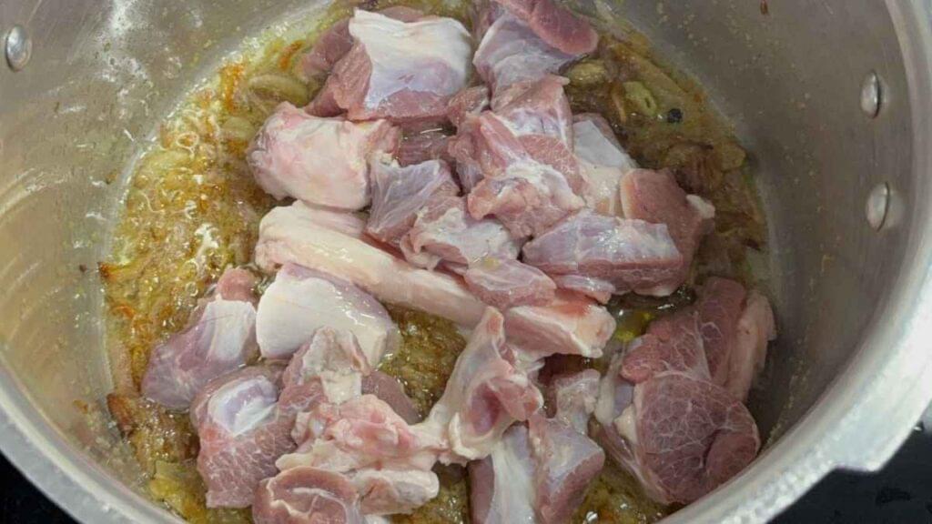 Mutton pulao in pressure cooker Mutton Pulao